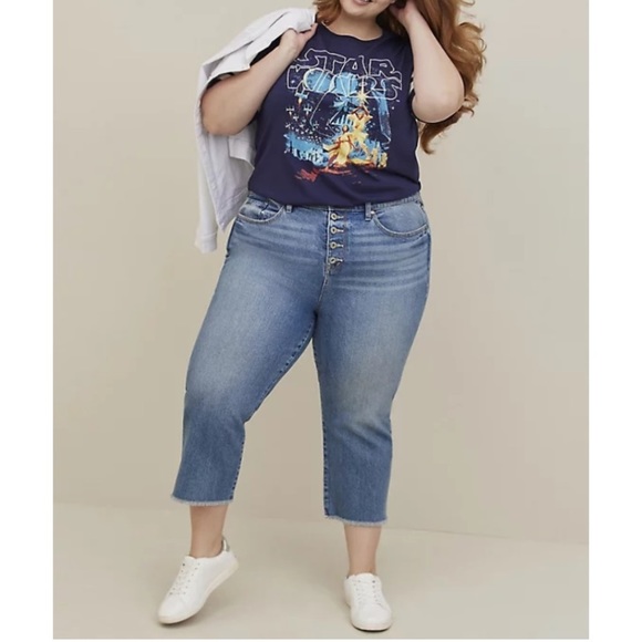 TORRID NWT STAR WARS CLASSIC FIT FOOTBALL TEE - HERITAGE COTTON NAVY BLUE - Picture 2 of 5